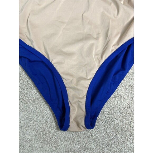 J. Crew Women Scalloped Halter One-Piece Cobalt Blue Swimsuit Sz‎ 10 - Picture 9 of 9